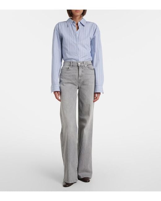 7 For All Mankind Gray Lotta High-Rise Wide-Leg Jeans