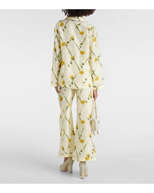 Burberry Metallic Bedrucktes Pyjama-Hemd aus Seide