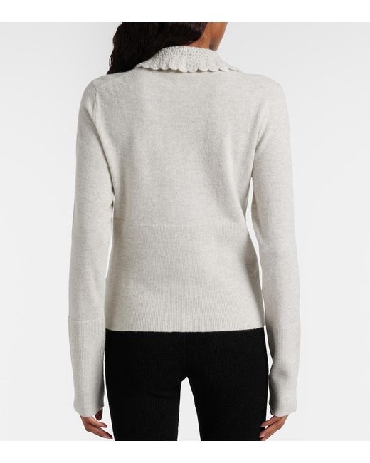 Chloé White Logo Wool Cardigan