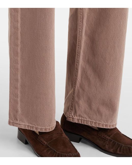 Agolde Brown Ren Crop High-Rise Wide-Leg Jeans