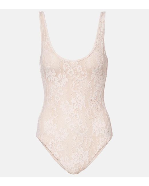 Zimmermann Natural Floral Lace Bodysuit