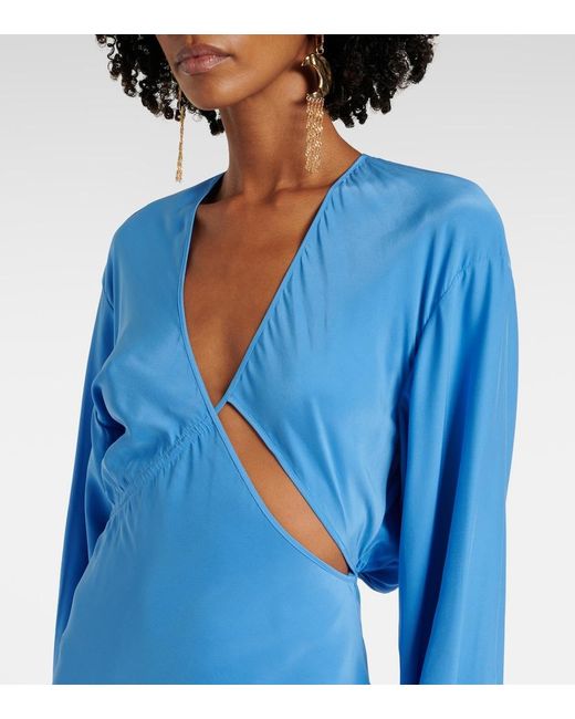 Christopher Esber Blue Cutout Silk Maxi Dress