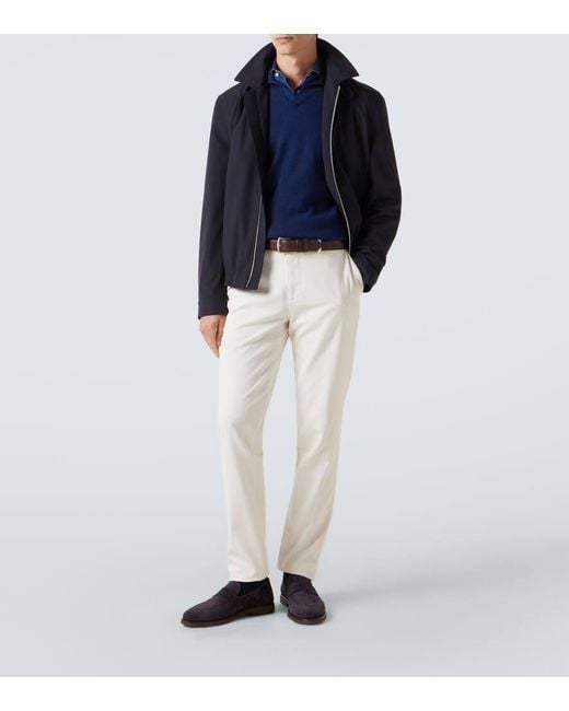 Brunello Cucinelli Blue Suede Penny Loafers for men