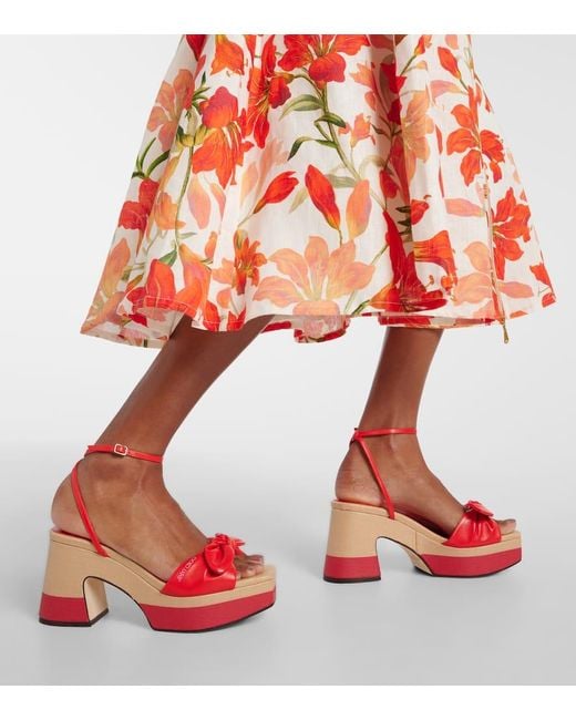 Sandalias Ricia 95 De Piel Con Plataforma Jimmy Choo de color Red