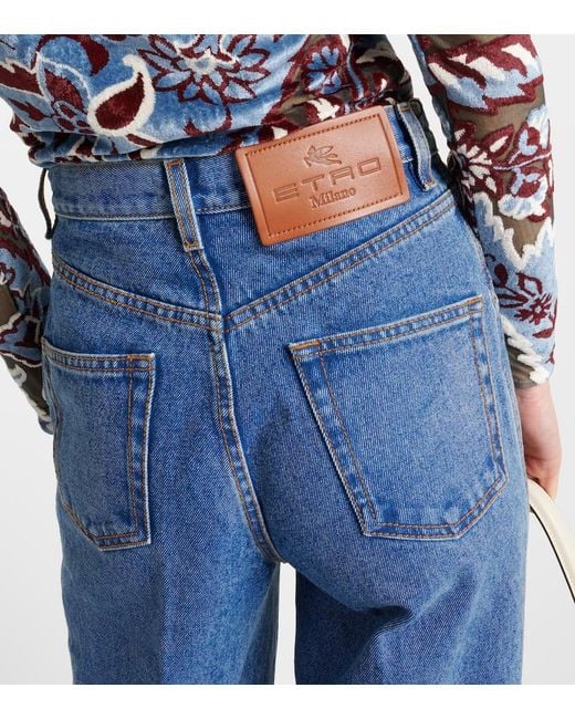 Etro Blue High-Rise Flared Jeans