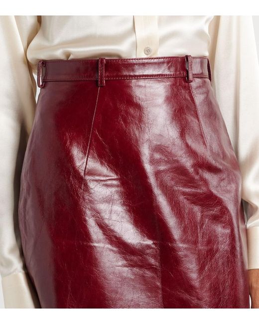 Emilia Wickstead Red Maxirock Lorelei Aus Leder