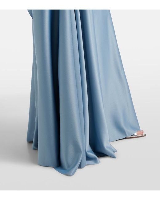 Solace London Blue Rina Crepe And Satin Gown