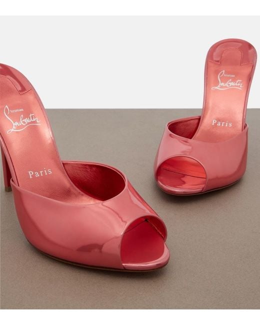 Christian Louboutin Red Me Dolly Laminated Leather Mules