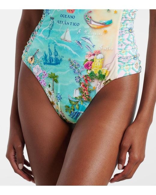 Camilla Blue Embellished Printed Swimsuit