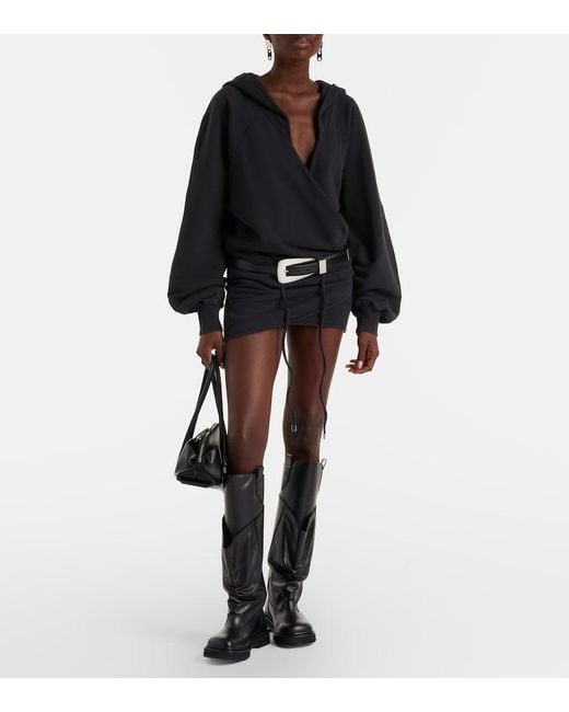 The Attico Black Cotton Jersey Sweatshirt Dress