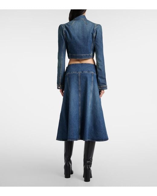 Alaïa Blue Denim Midi Skirt