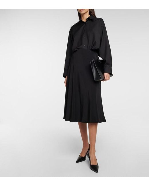 The Row Black Medela Silk Satin Midi Skirt