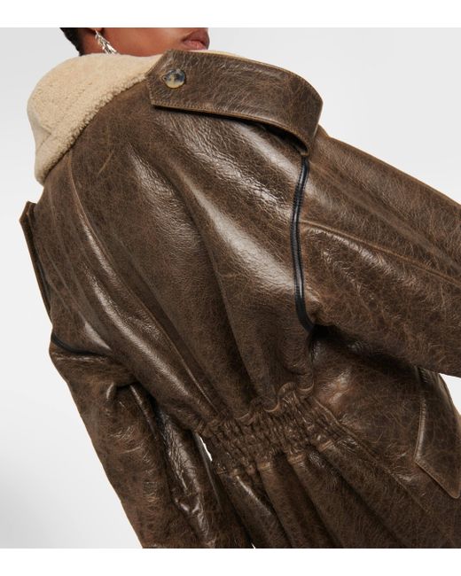 Manteau Jordan en cuir et shearling The Mannei en coloris Brown