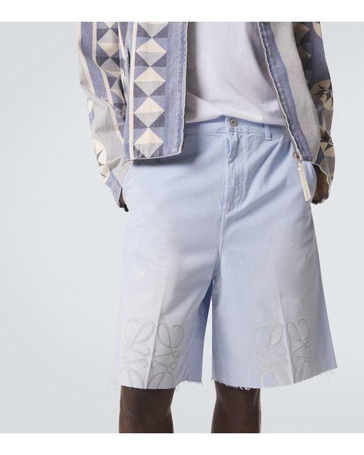 Loewe Blue Paula's Ibiza Anagram Cotton Twill Bermuda Shorts for men