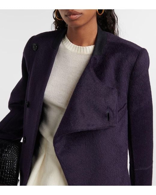Abrigo De Mezcla De Lana De Alpaca Victoria Beckham de color Blue