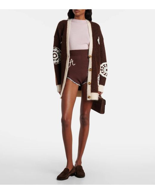 ALÉMAIS Brown High-Rise Shorts Mit Haekelstrick