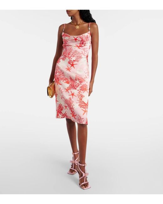 Versace Red Barocco Sea Camisole-Kleid Aus Seide