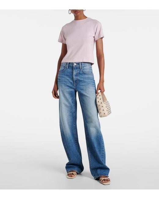 SLVRLAKE Denim Blue Cassie High-Rise Barrel-Leg Jeans