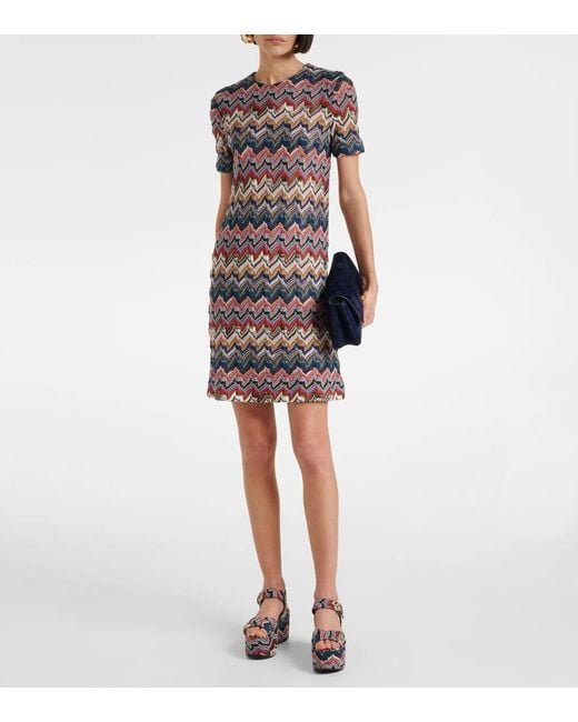 Abito Corto Con Lame A Zig-Zag di Missoni in Multicolor