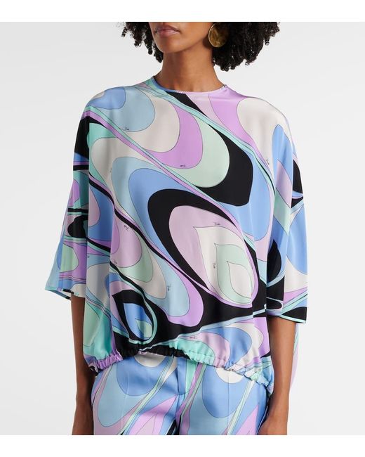Emilio Pucci Blue Printed Blouse