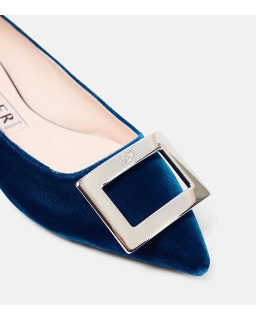 Roger Vivier Blue Velvet Ballet Flats