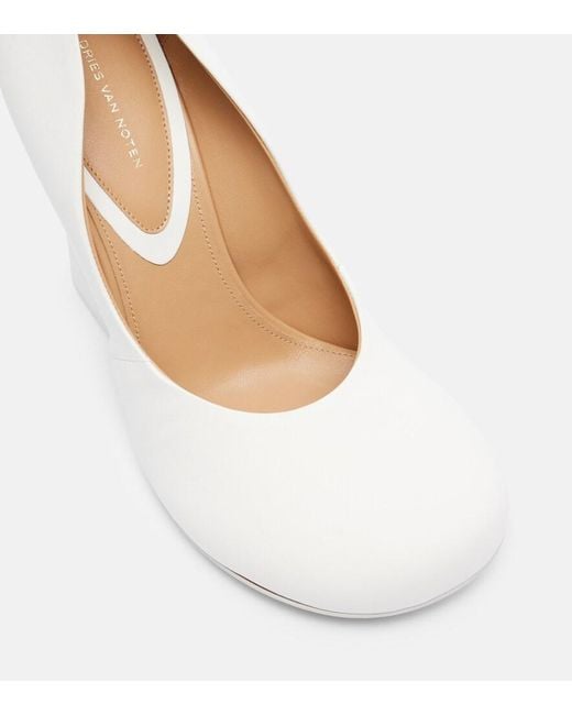 Dries Van Noten White Leather Pumps