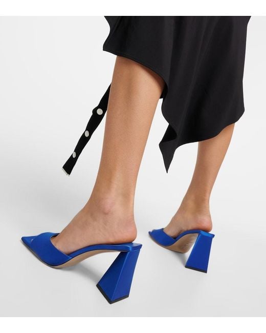 The Attico Blue Mini Devon 85 Satin Mules
