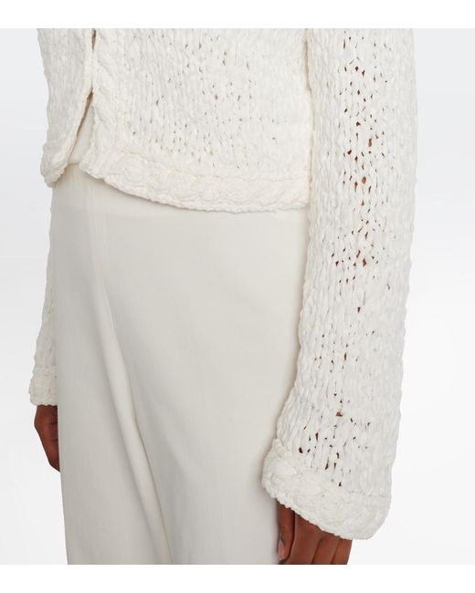 Khaite White Genevieve Open-Knit Cardigan
