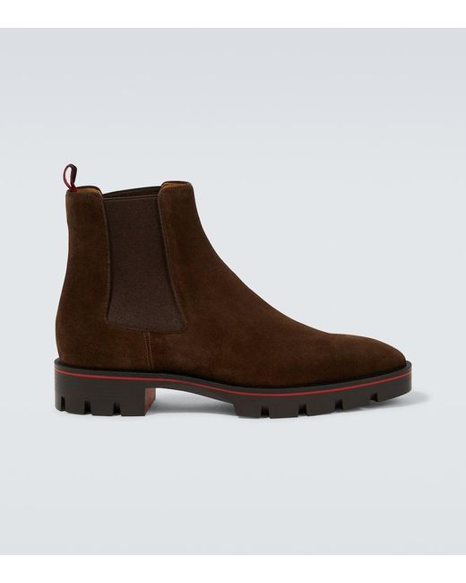 Christian Louboutin Chelsea Boots Alpinosol Aus Veloursleder in Brown für Herren