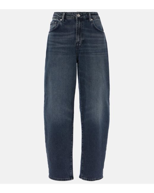 7 For All Mankind Blue Jayne High-rise Tapered Jeans