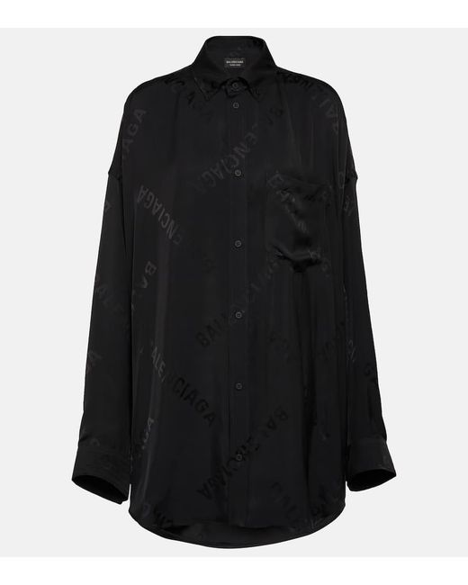 Camicia Bal Diagonal Allover Flowing di Balenciaga in Black