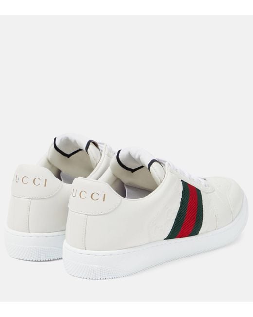 Gucci White Screener Leather Sneakers