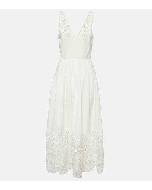 Valentino White Broderie Anglaise Cotton Midi Dress