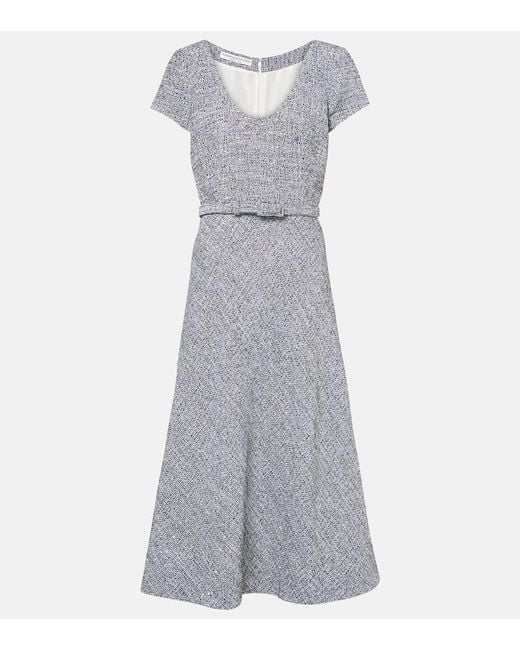 Alessandra Rich Gray Sequined Tweed Midi Dress