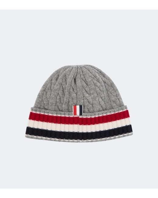 Thom Browne Gray Virgin Wool Beanie for men