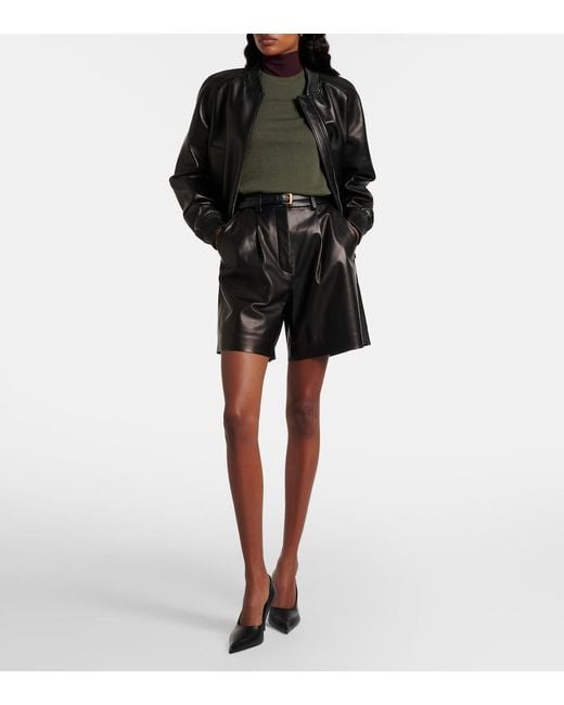 Joseph Black Suze Leather Shorts