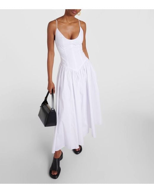 Staud White Dena Cotton Poplin Maxi Dress