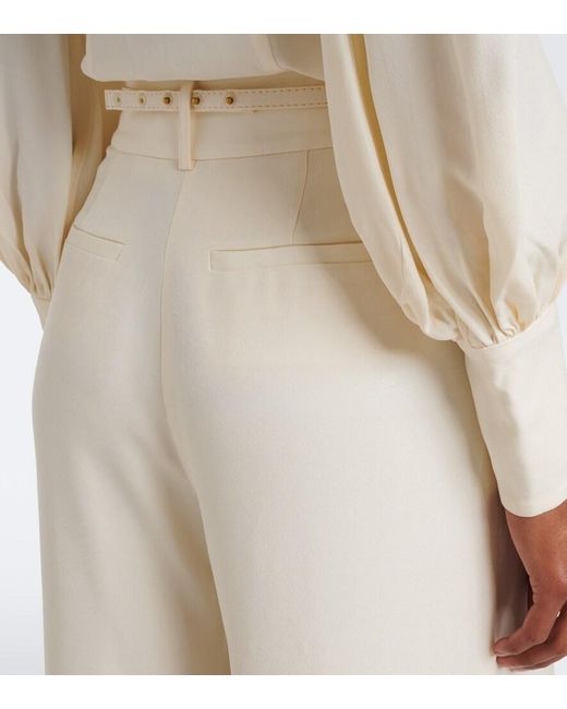 Zimmermann White Belted Wide-Leg Pants