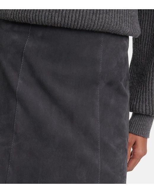 Joseph Blue Suede Midi Skirt
