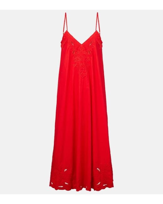 juliet dunn embroidered cotton poplin mini dress Poplin Blouson Dress With Cut-out Embroidery Periwinkle main image 1