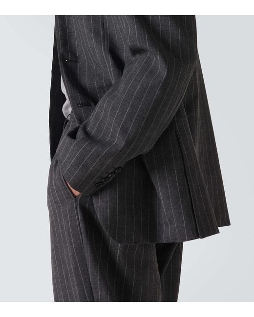 Comme des Garçons Black Pinstripe Tailored Wool Blazer for men