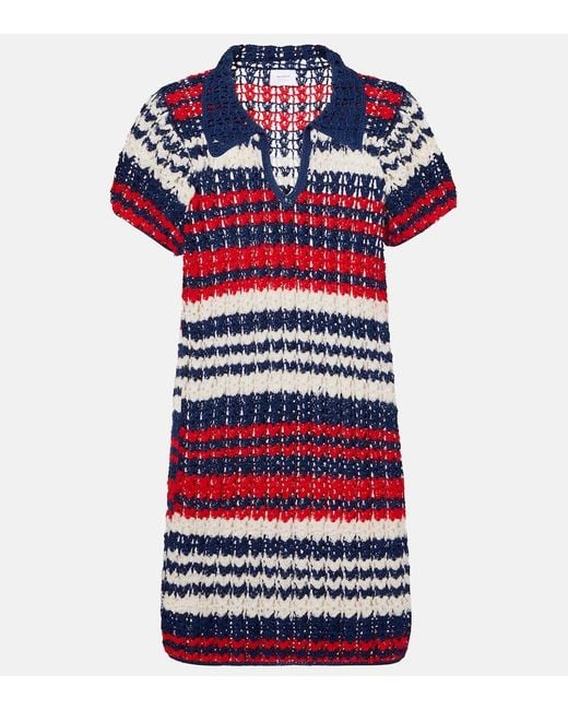 Anna Kosturova Red Crochet Cotton Polo Dress