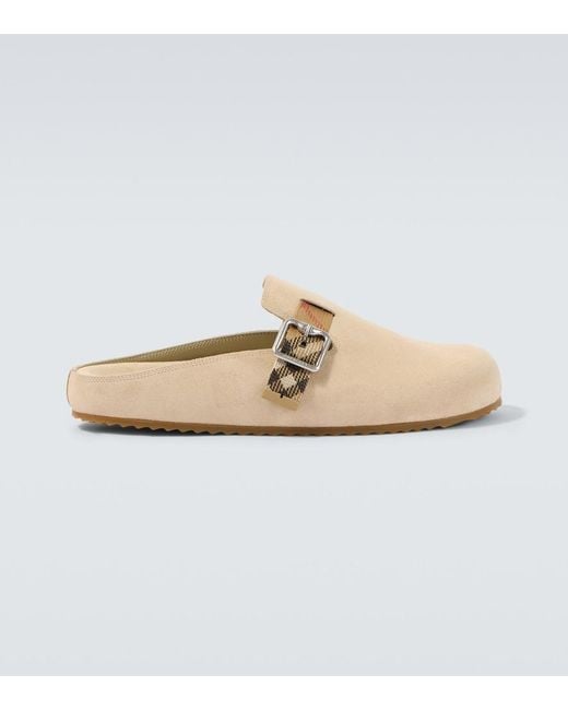 Burberry White Urchin Suede Clogs for men