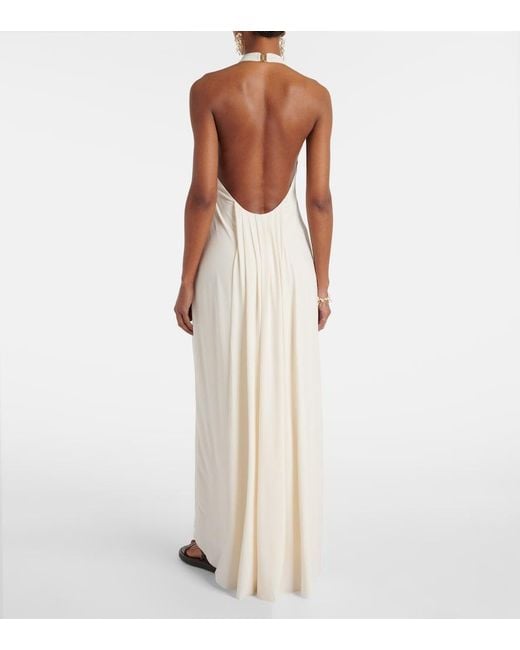 Bananhot White Carrie Halterneck Jersey Maxi Dress