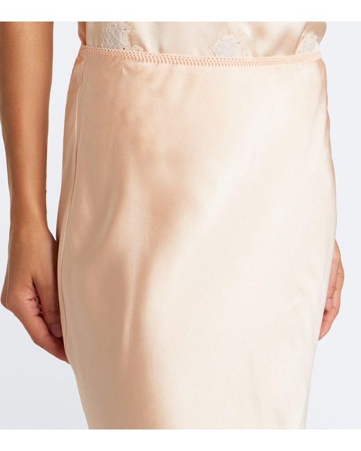Doen Natural Elowette Lace-Trimmed Silk Satin Slip Skirt