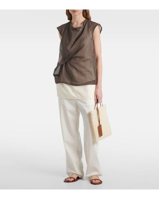 The Row Brown Helena Leather Sandals