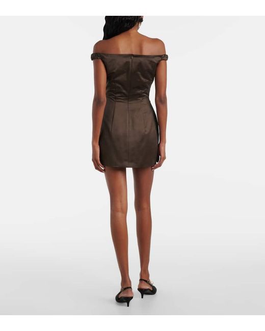 Magda Butrym Brown Verziertes Bustier-Kleid Aus Satin
