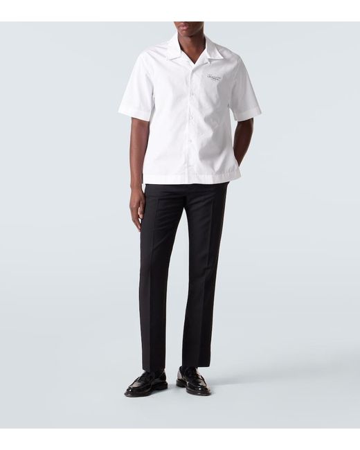 Givenchy White Logo Cotton Poplin Bowling Shirt for men