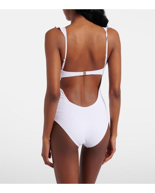 Melissa Odabash White Los Angeles Ruffled Swimsuit