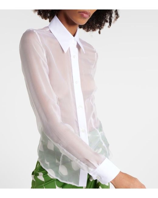 Dries Van Noten White Silk And Cotton Shirt